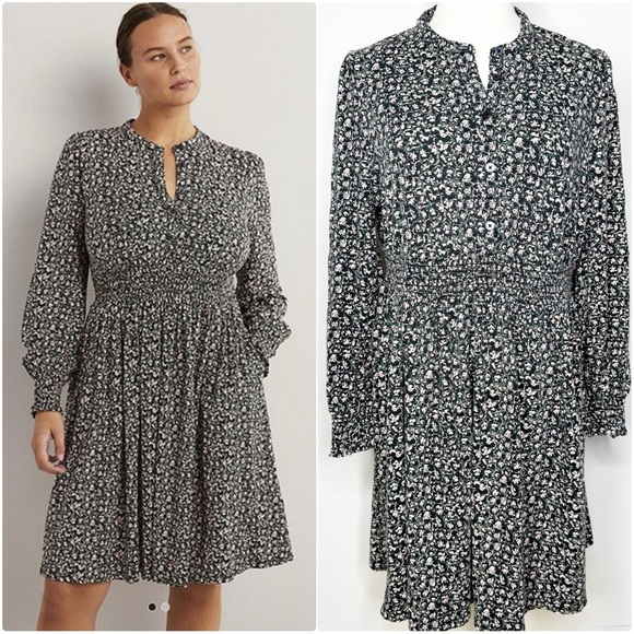 Boden Smock Jersey Long Sleeve Floral Women's Dress Size 14 - Picture 1 of 7